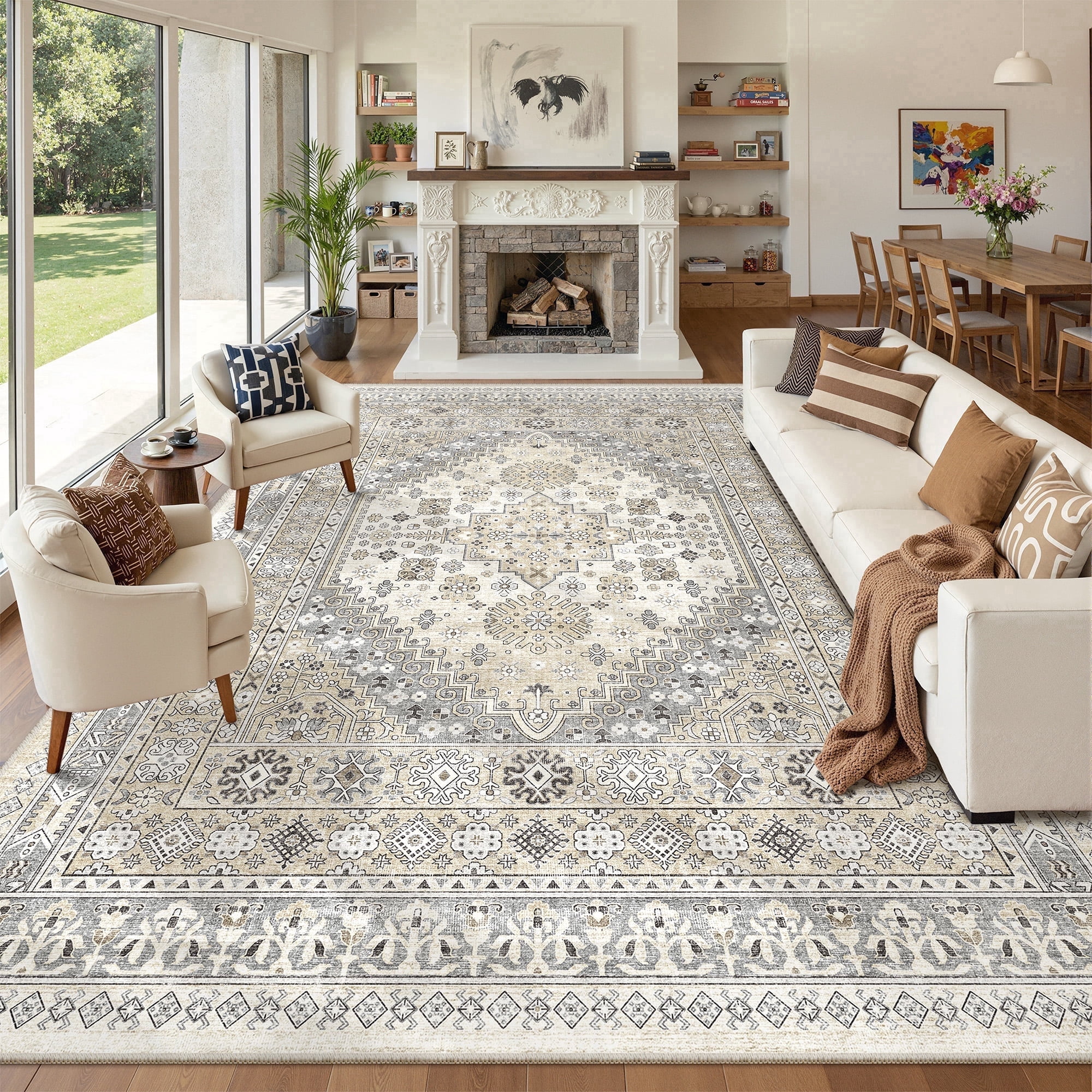 Roxstand 10x14 Area Rugs for Living Room, Vintage Large Area Rug, Non ...