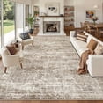 thumbnail image 1 of Roxstand 10x14 Machine Washable Rugs for Living Room, Vintage Distressed Area Rug, Stain Resistant Non-Slip Low-Pile Soft Carpet for Bedroom Dining Room Office, Brown, 1 of 10