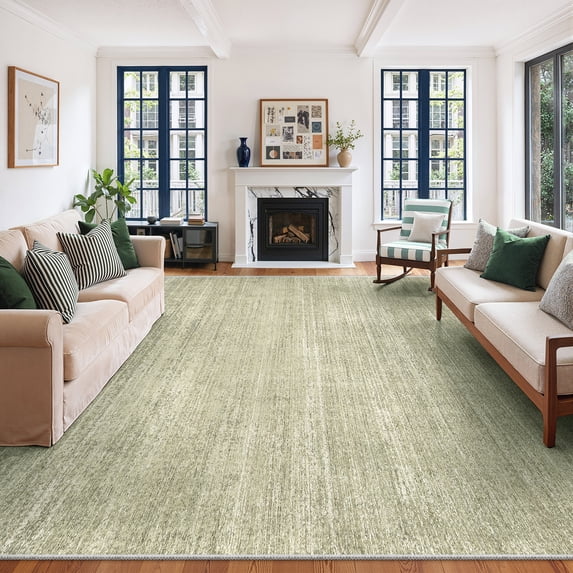 Roxstand Washable Rugs 8x10, Lightweight Striped Non Slip Area Rugs for Living Room, Stain Resistant Farmhouse Bedroom Rug(8'x10', Green)