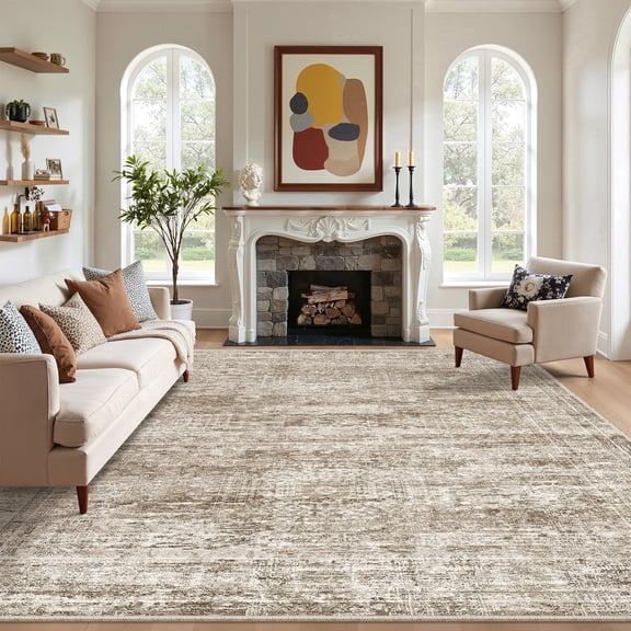 Roxstand Washable Rugs 8x10, Vintage Distressed Area Rugs for Living Room, Non Slip Accent Bedroom Rug (8'x10', Brown)