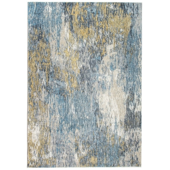 Kas Rugs Roxy Blue/Gold Mirage Abstract Plush Area Rug, 5' x 7'6,ROX28025X7