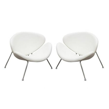 Roxy Accent Chair with Chrome Frame, White - Pack of 2