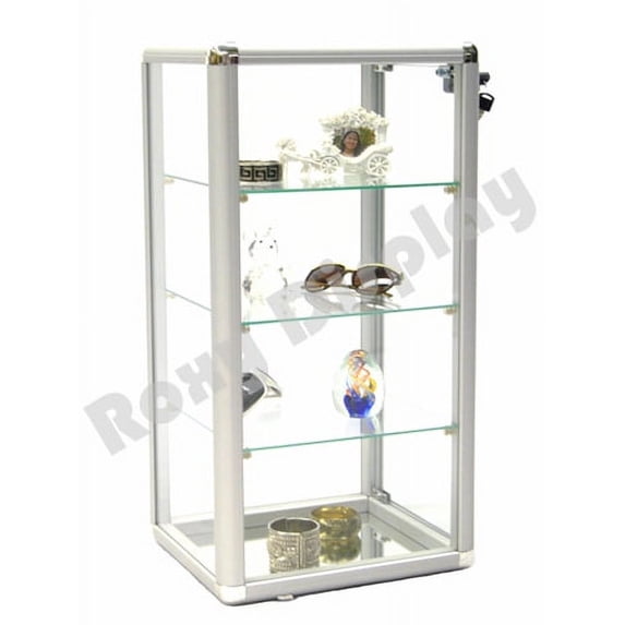 Roxy Display Lockable Door Glass Countertop Display Case, 14'' x12'' x 27''