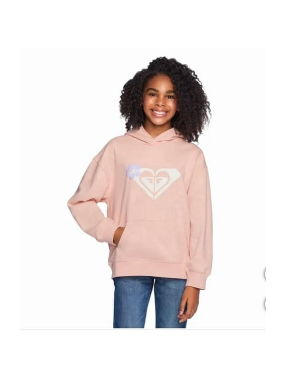 Girl Youth Pullover Washed Hoodie, Pink (Tropical Peach), XL 18/20