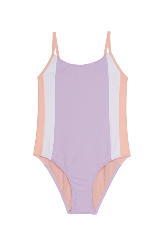 Girl's Color-Block Story One-Piece Swimsuit (Big Kids) Peach Bud 7 Big Kid