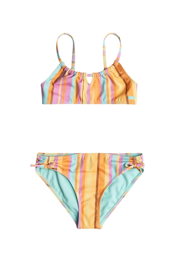 Girls' Jungle Bralette Set Swimsuit, Opera Mauve Mirage Stripe Swim