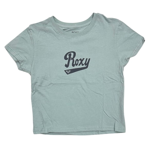 Roxy Girls Kids Youth T-Shirt 8-14 Script Logo Crewneck Short Sleeve Tee (Kid Medium/10, Light Turquoise)