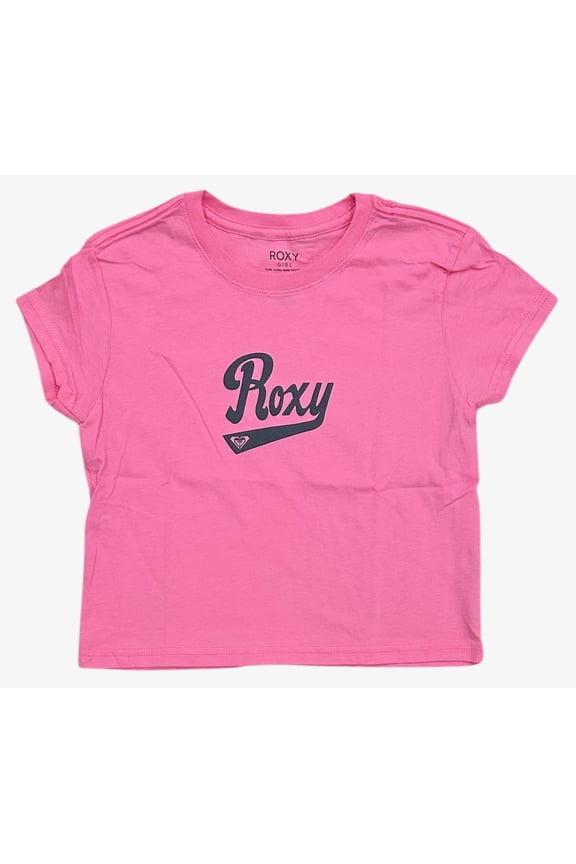 Girls Kids Youth T-Shirt 8-14 Script Logo Crewneck Short Sleeve Tee (Kid Small/8, Hot Pink)