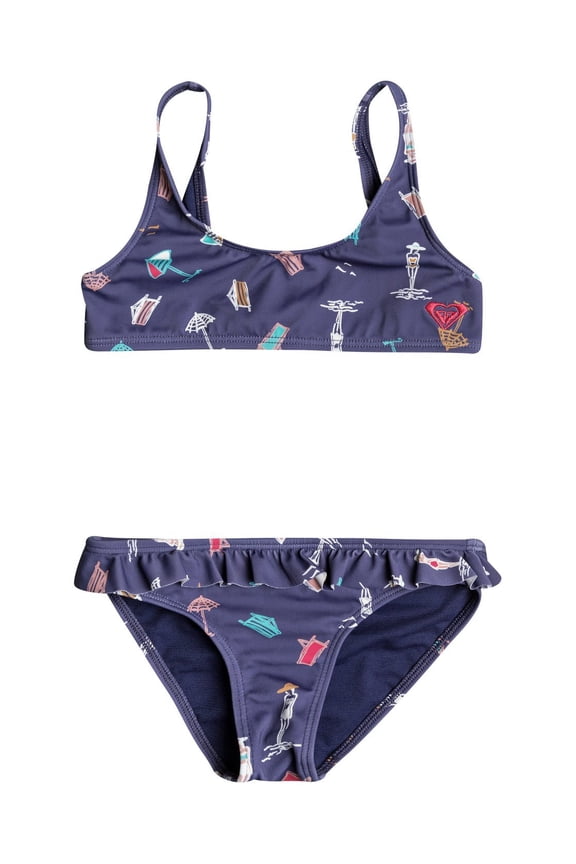 Girls' Tropicool Sunshine Athletic Swimsuit Set, deep Cobalt on The Beach, 2