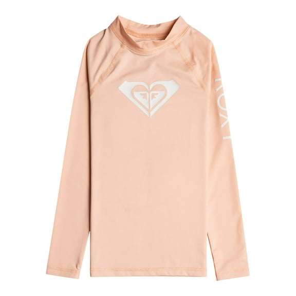 Roxy Girls' Whole Hearted Long Sleeve Rashguard Surf Shirt, Tropical Peach 231