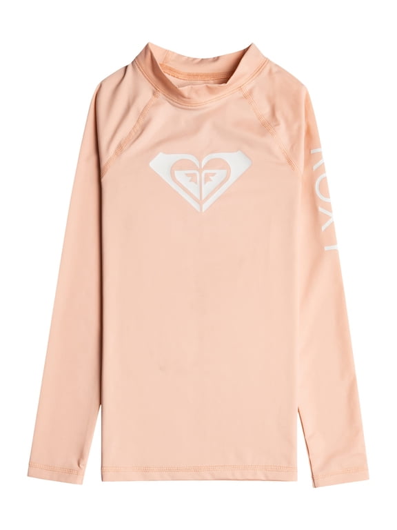 Girls' Whole Hearted Long Sleeve Rashguard Surf Shirt, Tropical Peach 231