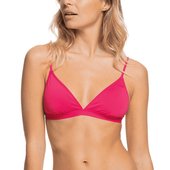 Roxy Junior's Solid Beach Classics Fixed Triangle Bikini Top Swimsuit Pink Size X-Large