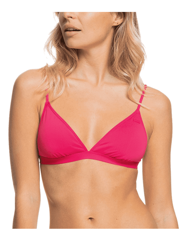 FUCHSIA PINK Solid Beach Classic Fixed Triangle Bikini Swim Top, US X-Large