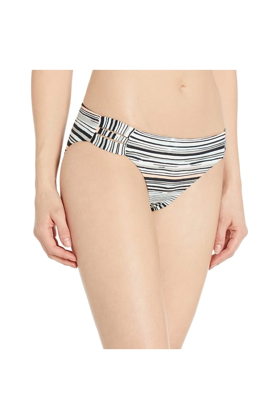 Junior's Standard Girl of The Sea 70's Bikini Bottom, Marshmallow Alexa Stripe, XS