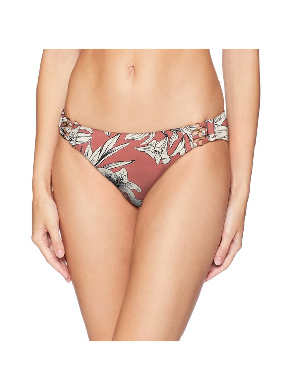 Junior's Standard Printed Softly Love Full Bikini Swimsuit Bottom, Withered Rose Lily House, XS