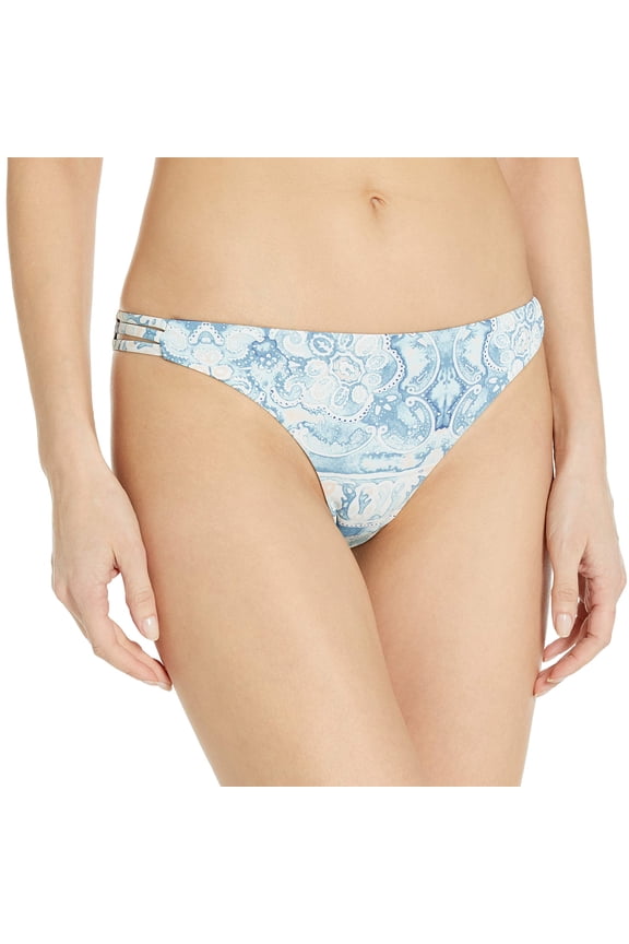 Junior's Standard Printed Softly Love Reversible Surfer Bottom, Marshmallow Miami on Sunset, L