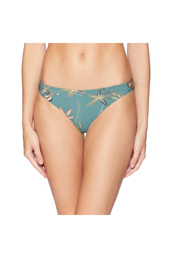 Junior's Standard Softly Love Moderate Reversible Bikini Swimsuit Bottom, Trellis Bird Flower Swim, S