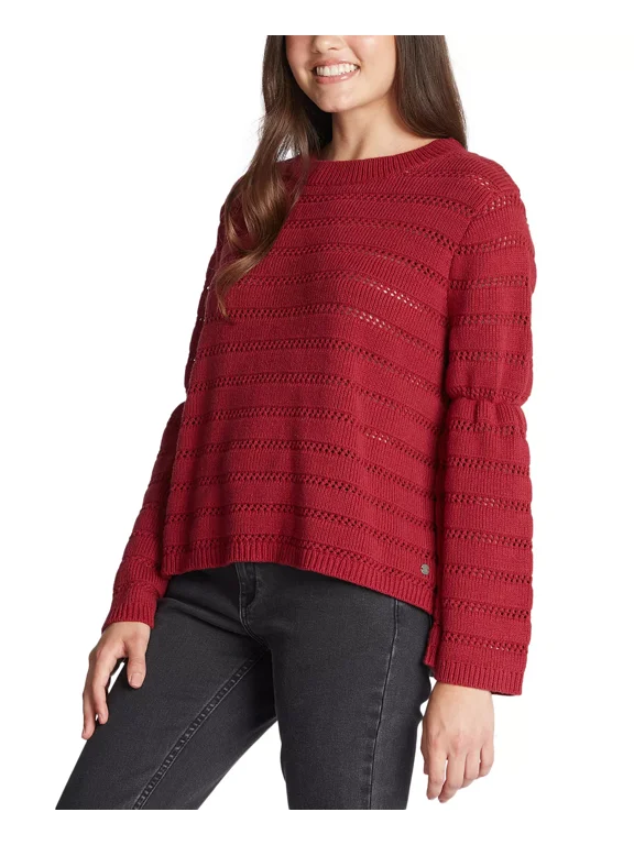 Juniors Aloha Band Sweater, Burgundy/S