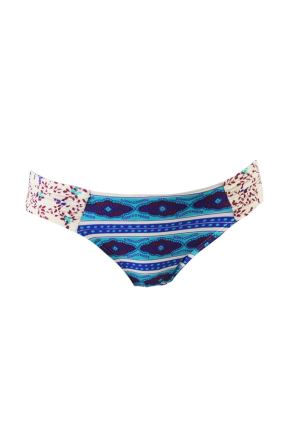 Juniors Teal Multi Printed Side-Tab Hipster Bikini Bottom XS
