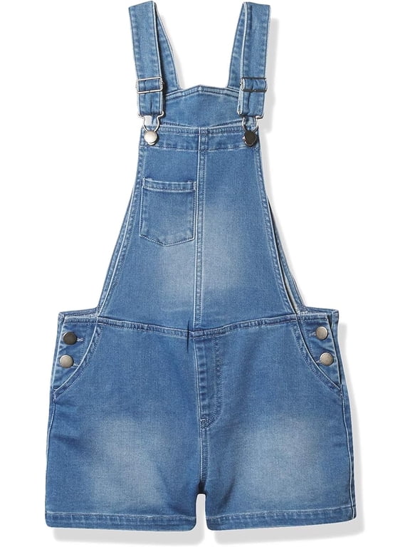 Kids' Girls' Youth Better Now Overall Stonewashed Blue Denim Shorts (Small (8), Blue Stonewashed)