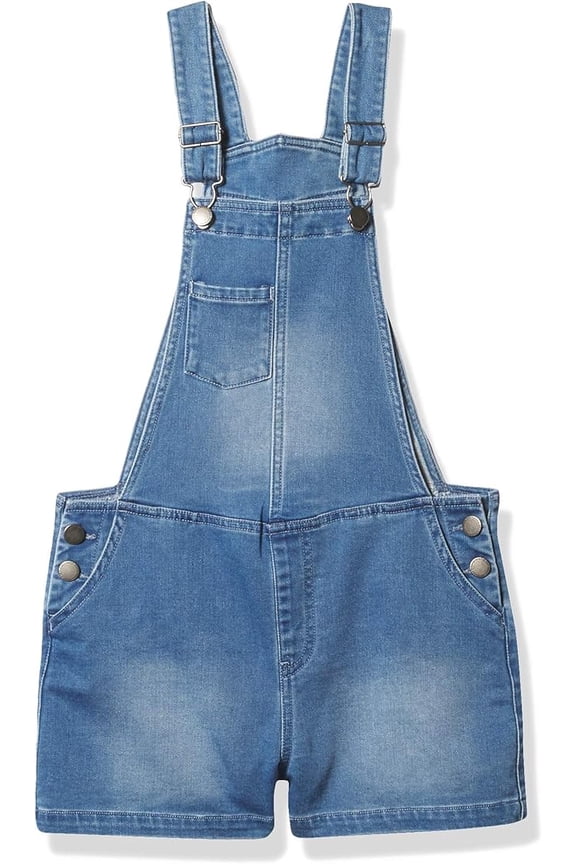 Kids' Girls' Youth Better Now Overall Stonewashed Blue Denim Shorts (Small (8), Blue Stonewashed)