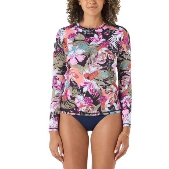 Roxy Ladies' Size Large (10) Sun Protection Tee Shirt, Pink Floral