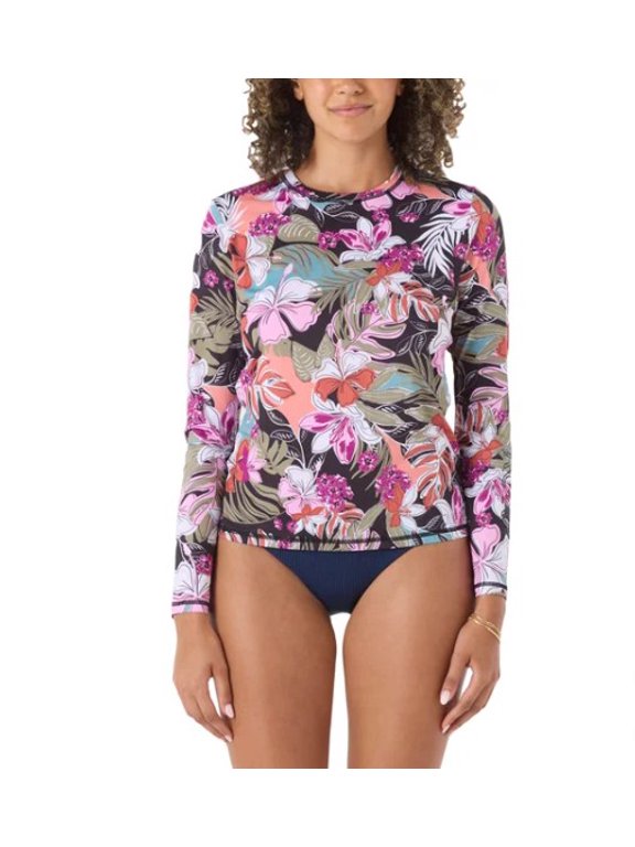 Ladies' Size Large (10) Sun Protection Tee Shirt, Pink Floral