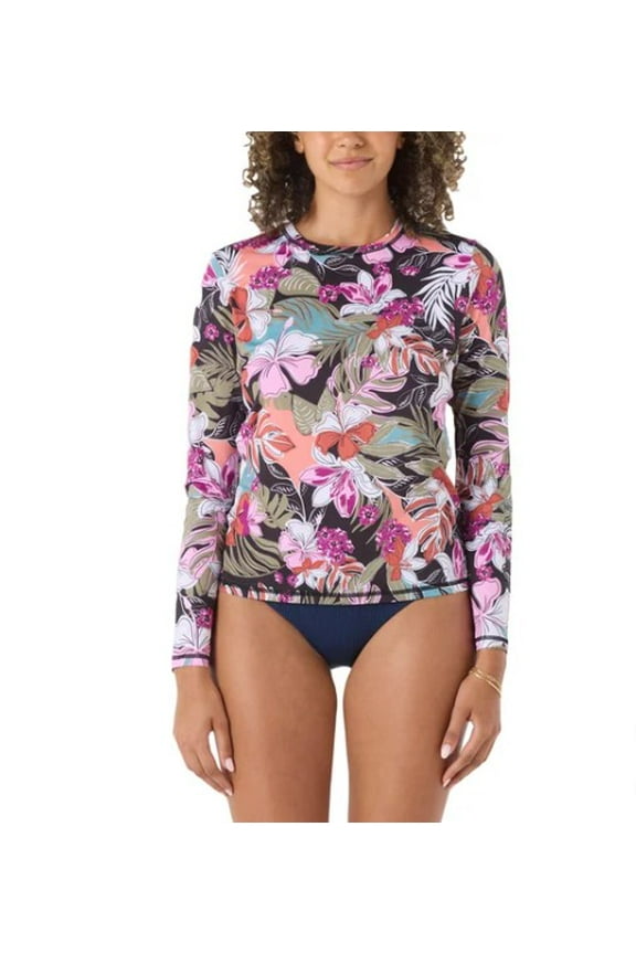 Ladies' Size Large (10) Sun Protection Tee Shirt, Pink Floral