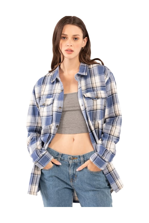 Let It Go Flannel Shirt Blue