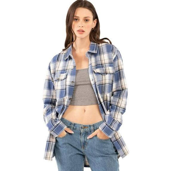 Roxy Let It Go Flannel Shirt Blue