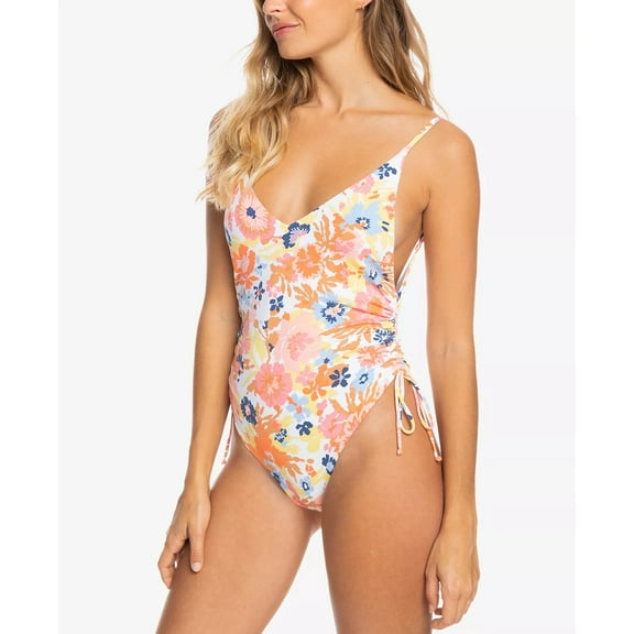 Roxy MULTI Juniors' Beach Classics Ruched-Side One-Piece Swimsuit, US X-Small