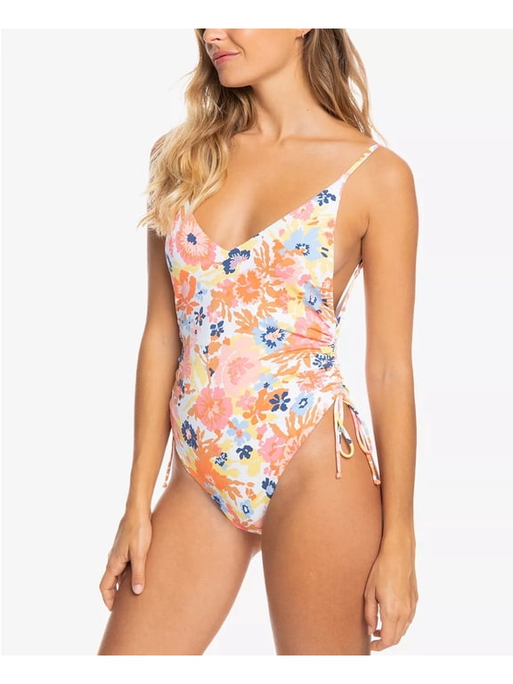 MULTI Juniors' Beach Classics Ruched-Side One-Piece Swimsuit, US X-Small