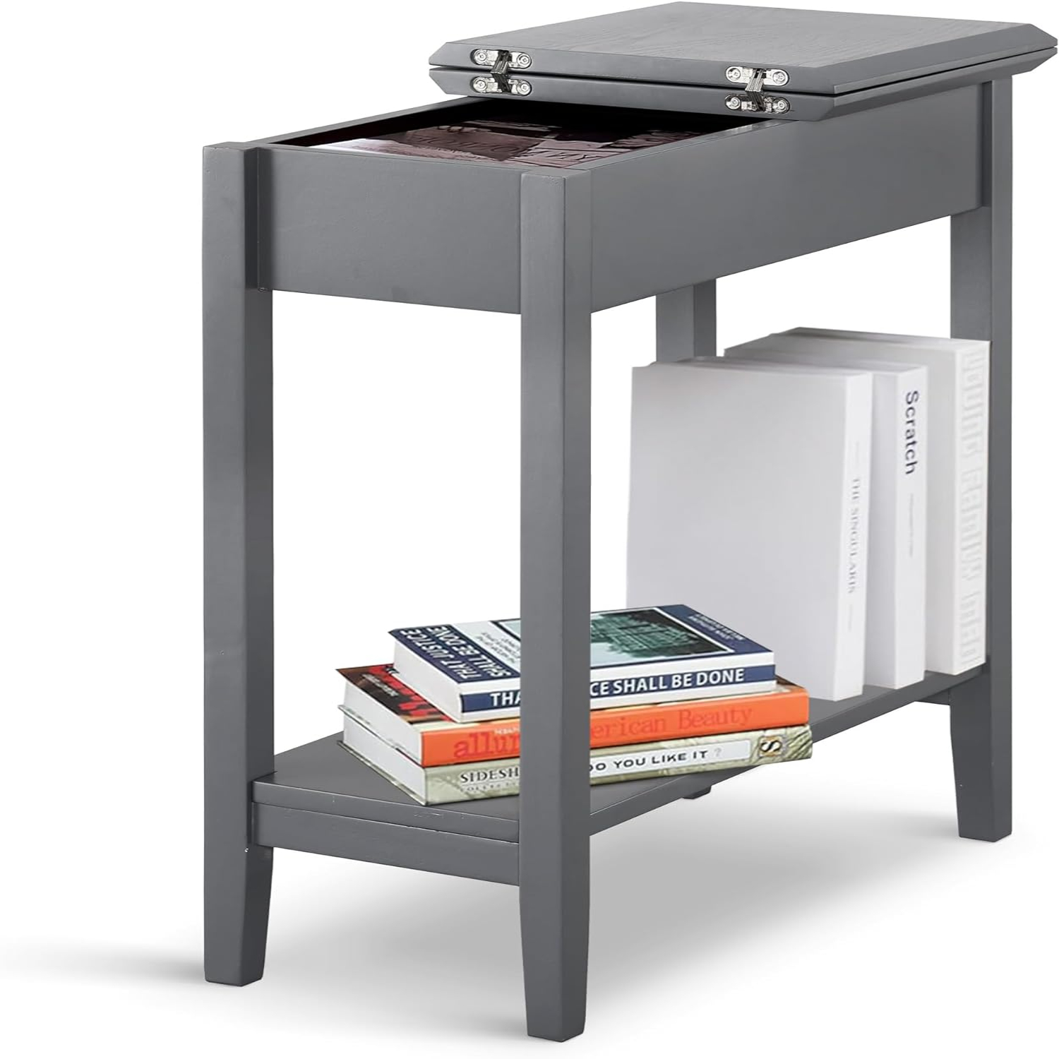 Roxy Narrow End with Flip Top Narrow Side Tables for Small Spaces Slim ...