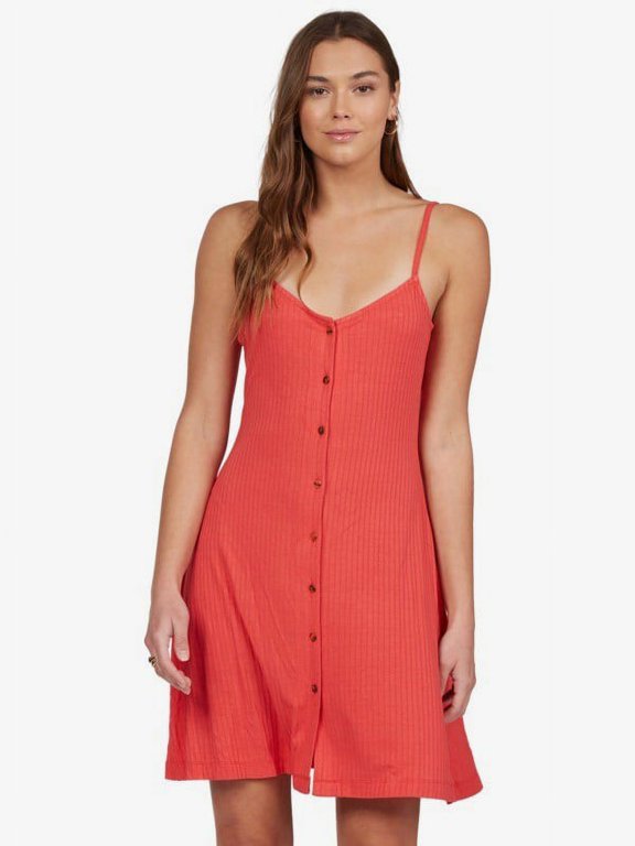POPPY RED Ribbed Dream V-Neck Cover-Up, US X-Small