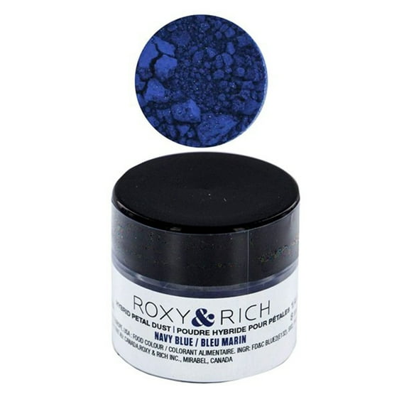 Roxy & Rich Hybrid Petal Dust Powder Food Color 8 Milliliters Volume, Navy Blue