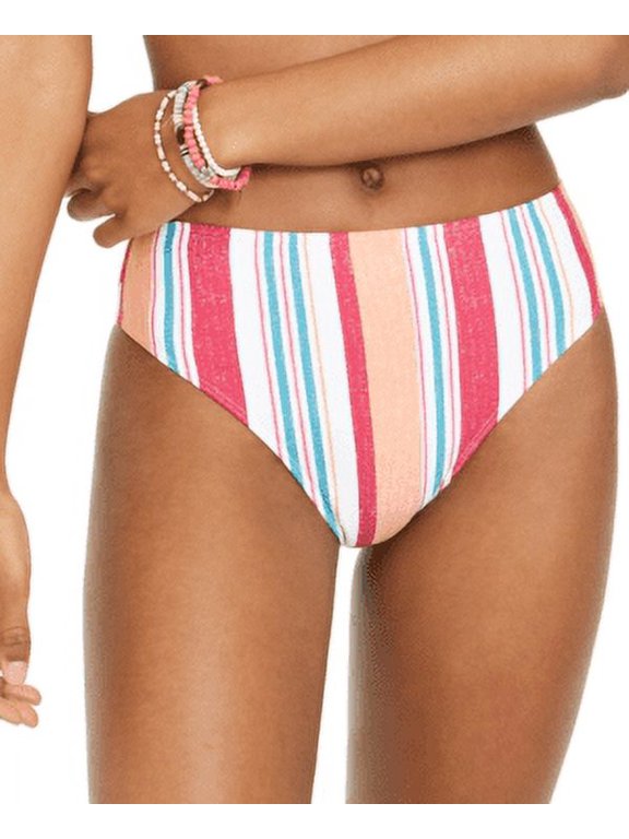 STRIPE Juniors' Striped High-Waist Bikini Swim Bottom, US Medium