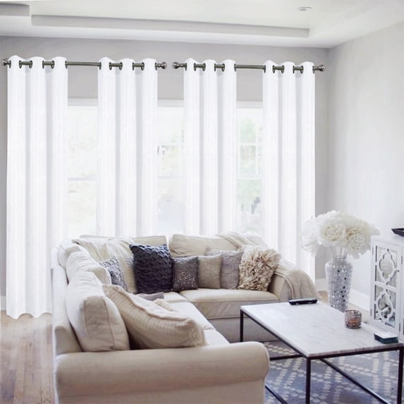 Olivia Gray PNR42797 84 in. Roxy Two Tone Jacquard Panel, White - Pack of 4