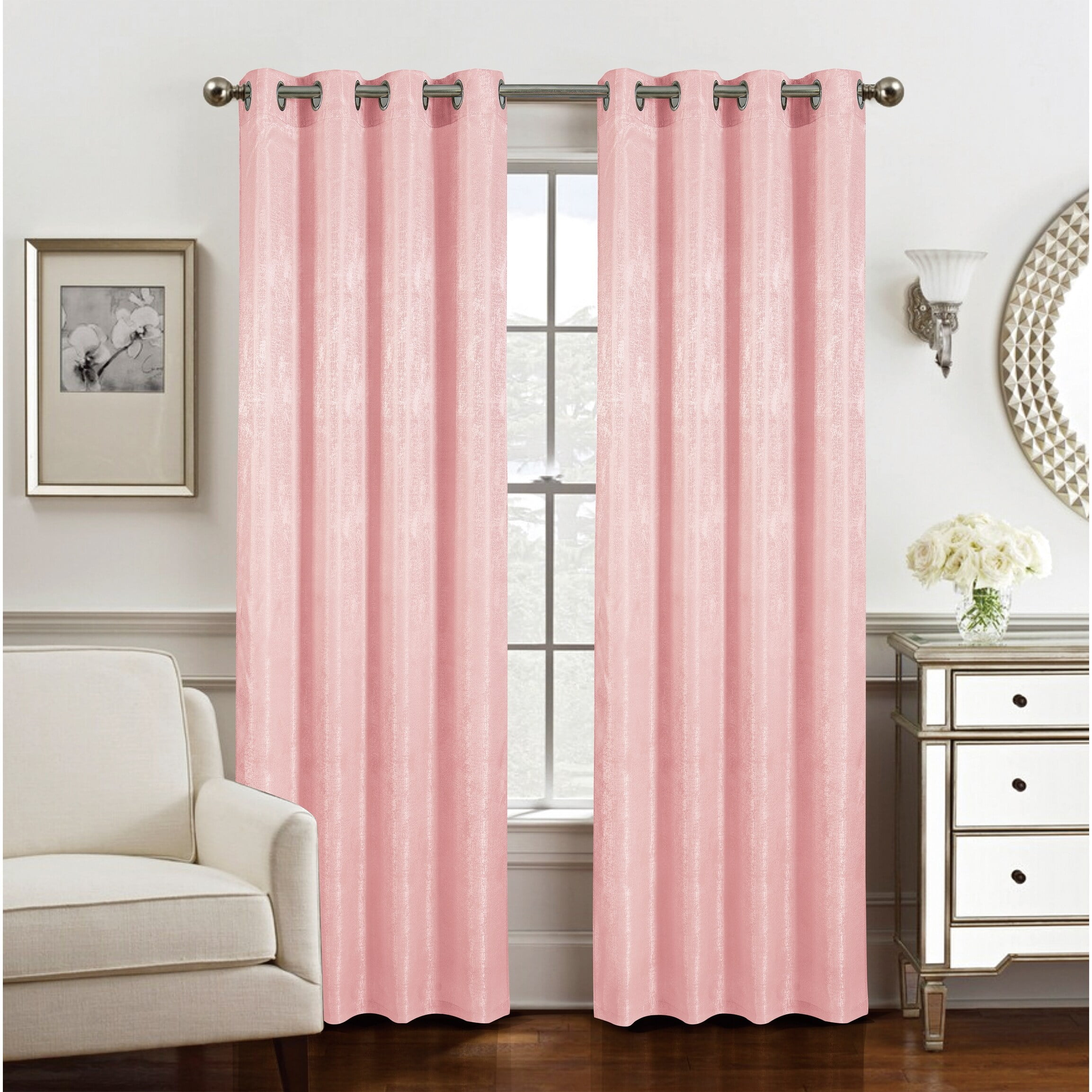 Blush Polyester Blackout Grommet Window Panel, 54x84"