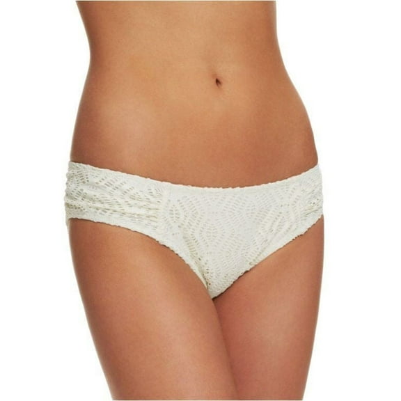 Roxy WHITE Crochet Ruched Bikini Swim Bottom, US Medium