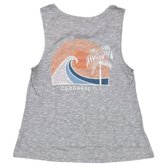 Roxy Women Muscle Tank Top Greatest Wave Cabarete Dominican Republic Tee T-Shirt (X-Small, Heather Grey)