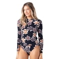 thumbnail image 1 of Roxy Women'S Long Sleeve Rashguard – Upf 50+ Sun Protection, Quick-Dry Swim Shirt, Brown Black, Large, 1 of 5