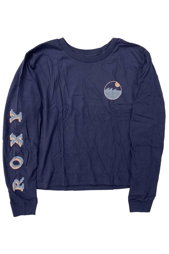 Women's Beach House Vintage Blue Long Sleeve Tee T-Shirt (X-Large)