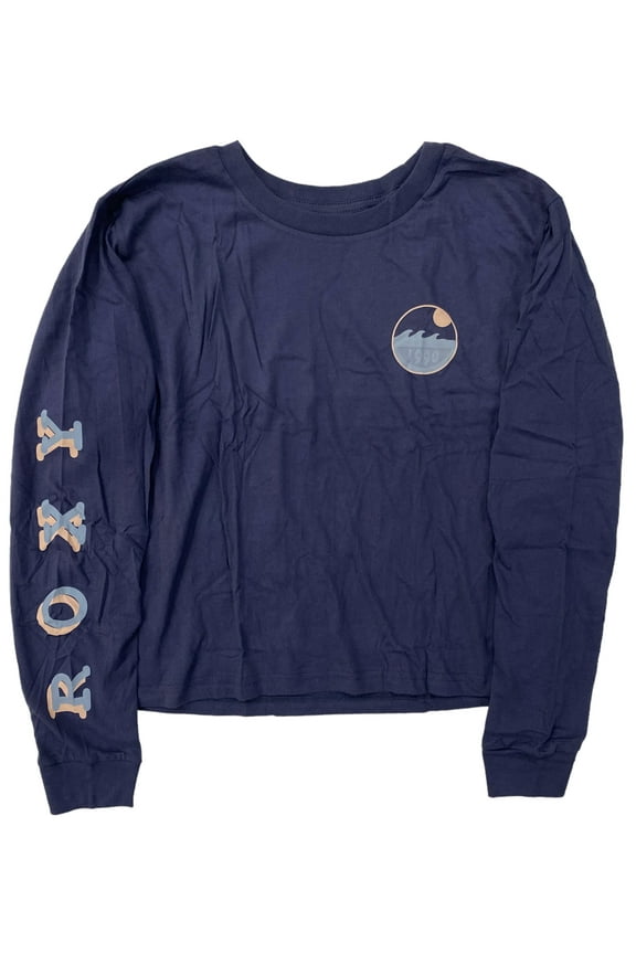 Women's Beach House Vintage Blue Long Sleeve Tee T-Shirt (X-Small)