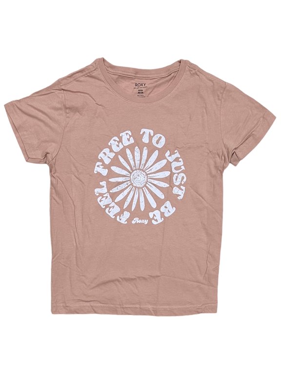 Women's Feel Free Distressed Graphic Relaxed Fit Boyfriend Tee T-Shirt (Large, Peach)