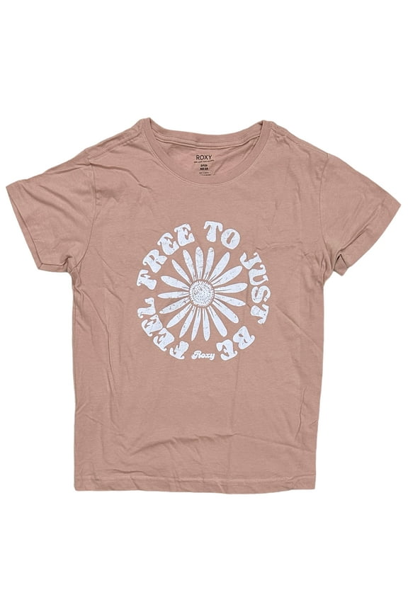 Women's Feel Free Distressed Graphic Relaxed Fit Boyfriend Tee T-Shirt (Small, Peach)