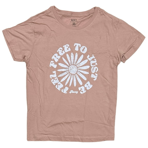 Roxy Women's Feel Free Distressed Graphic Relaxed Fit Boyfriend Tee T-Shirt (X-Small, Peach)