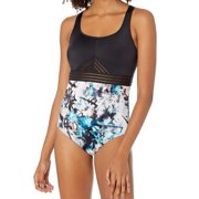 Roxy Womens Fitness Sporty One Piece Swimsuit, Bachelor Button Water of Love, S