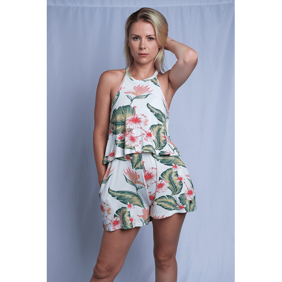 Roxy Women's Floral White Sleeveless Romper (S09)