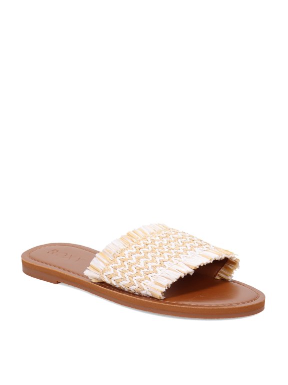 Women's Kaia Slim Slide Sandal, Wheat/White, 10