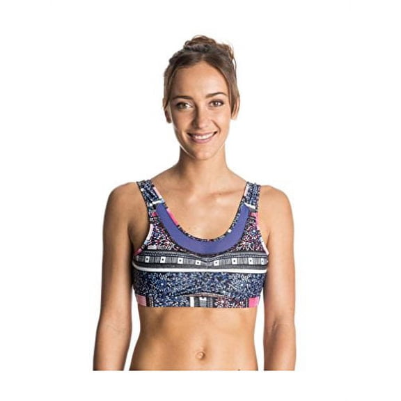 Roxy Women's Lemonee Printed Sports Bra, Run Fast Combo Granatia, Large